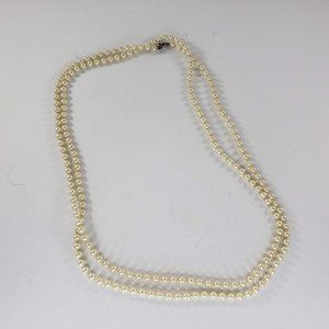 Kids Faux Pearl Necklace Costume Jewelry Off White Beads 58" AS IS Crafters